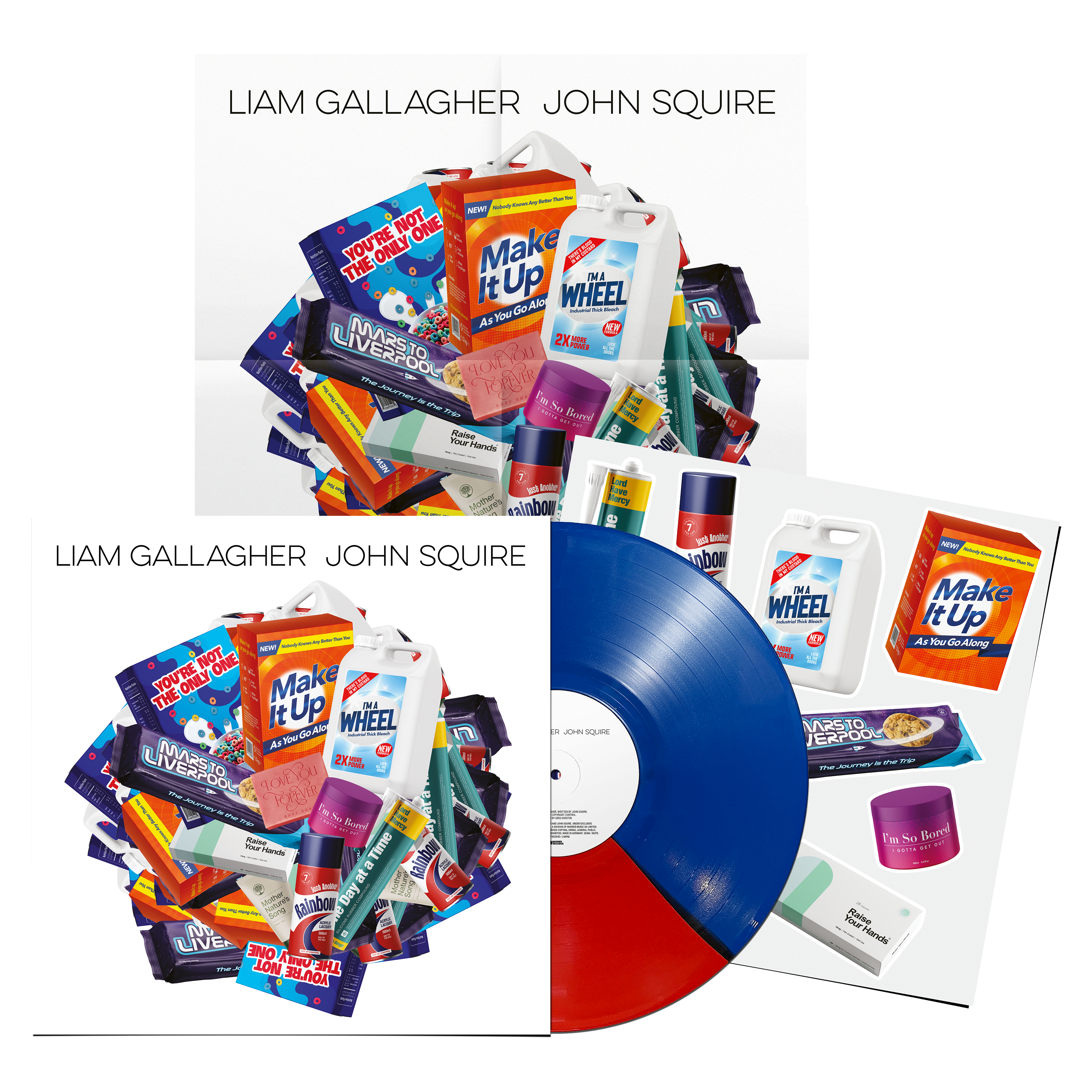 Split vinyle exclusif rouge et bleu Liam Gallagher John Squire